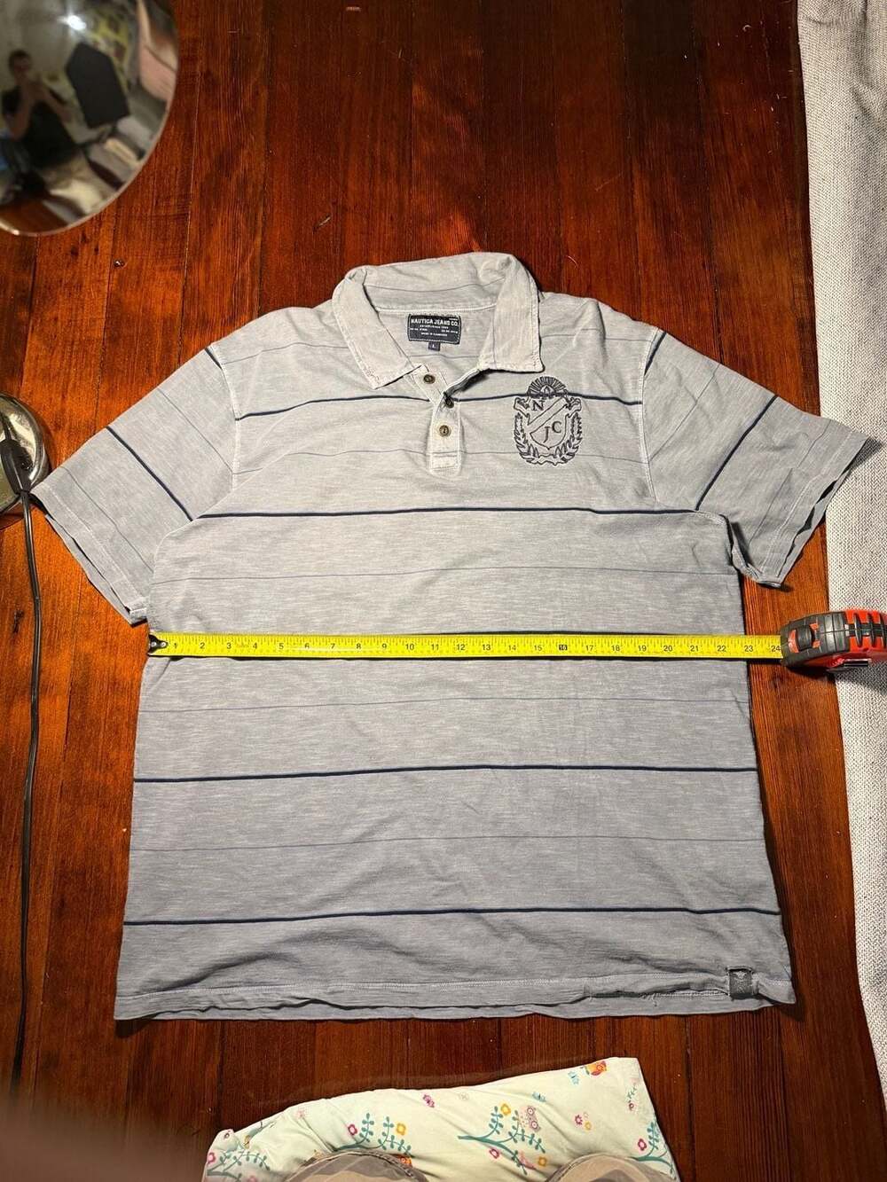 Nautica Jeans Co. Embroidered Crest Striped Polo Shirt